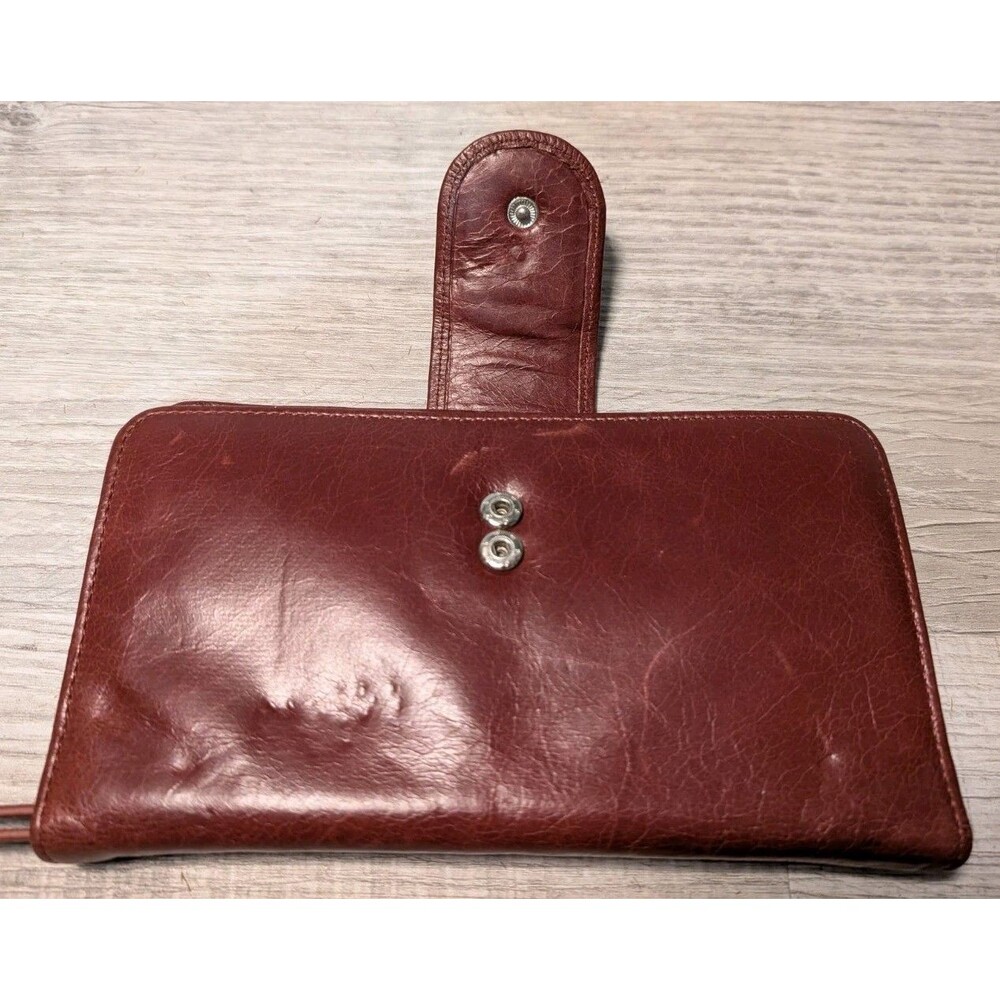 Hobo Leather Danette Continental Wallet Wristlet Glazed Red - Picture 2 of 12